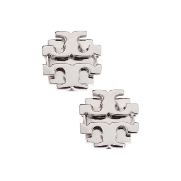 Tory Burch• Silver Signature Logo Earrings - Picture 1 of 5